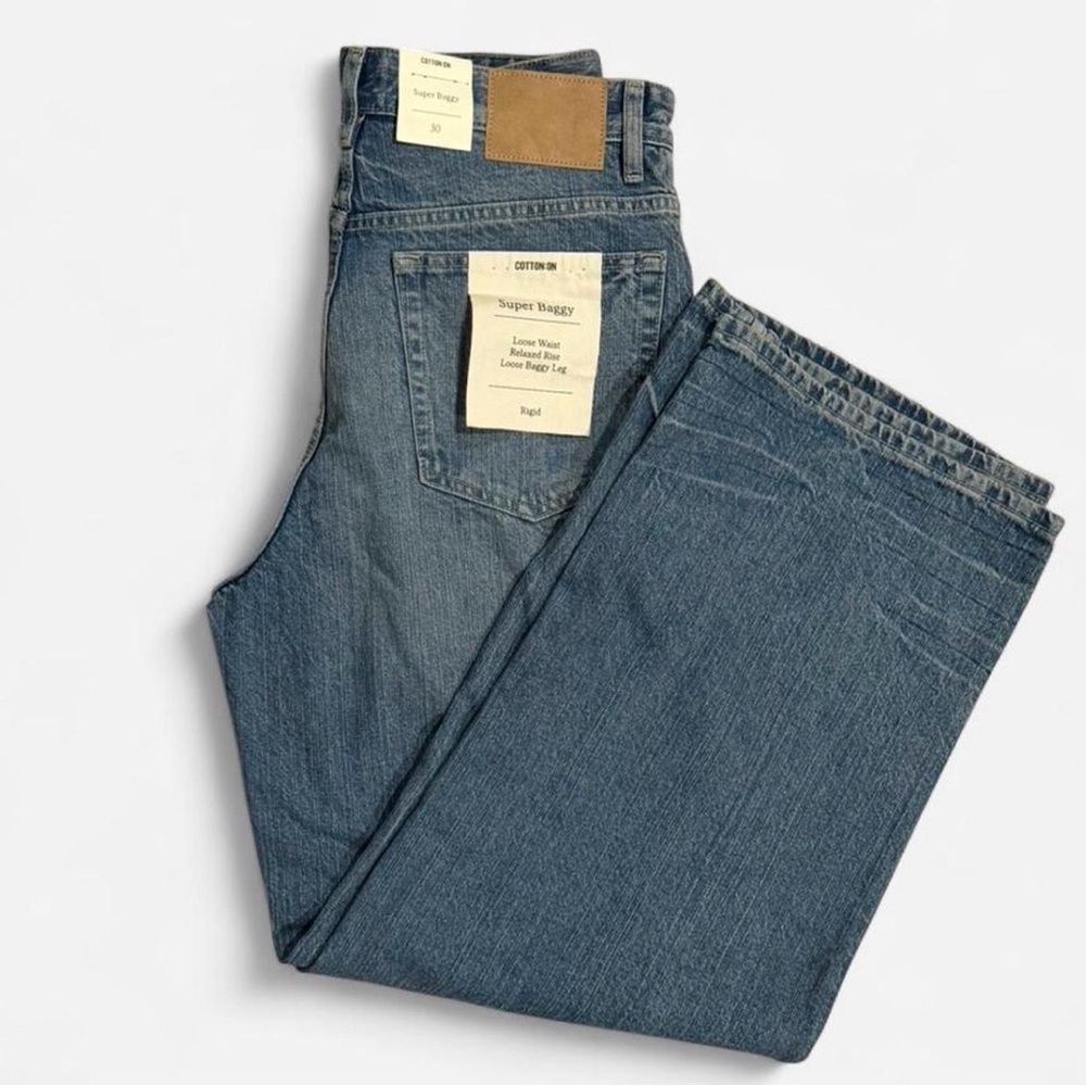 Cotton On Super Baggy Jeans Mavin Blue Rigid Denim Size 30x30 NWT